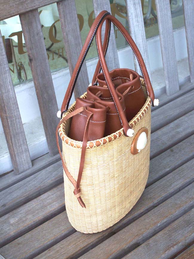 A Beautiful Handcrafted Nantucket Basket Style 'Tote' Bag by noted Cape Cod artist Kathy Campbell — image 2